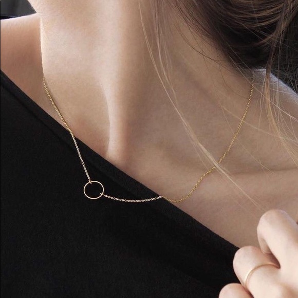 Gold Hoop Minimalist Necklace - Picture 3 of 7